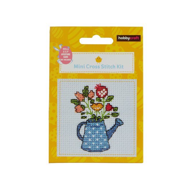 Watering Can Mini Cross Stitch Kit Hobbycraft
