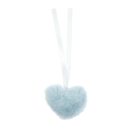 Pale Blue Faux Fur Heart Pom 9cm image number 3