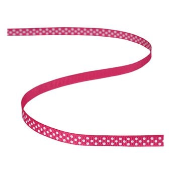 Hot Pink Grosgrain Polka Dot Ribbon 6mm x 5m