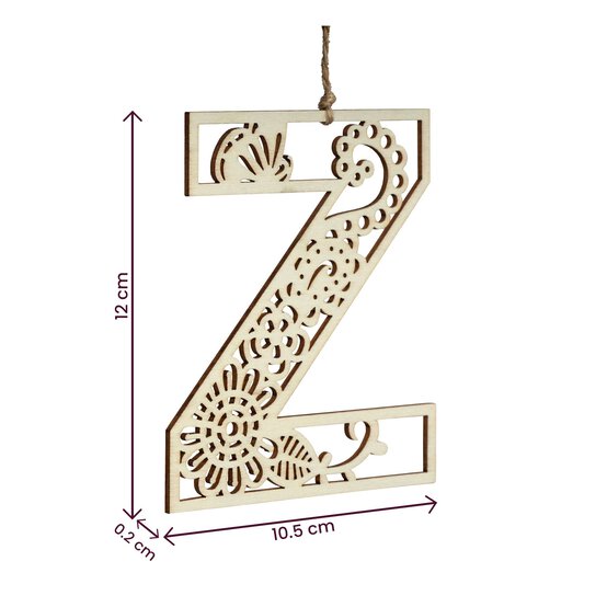 Wooden Filigree Hanging Letter Z 12cm image number 4
