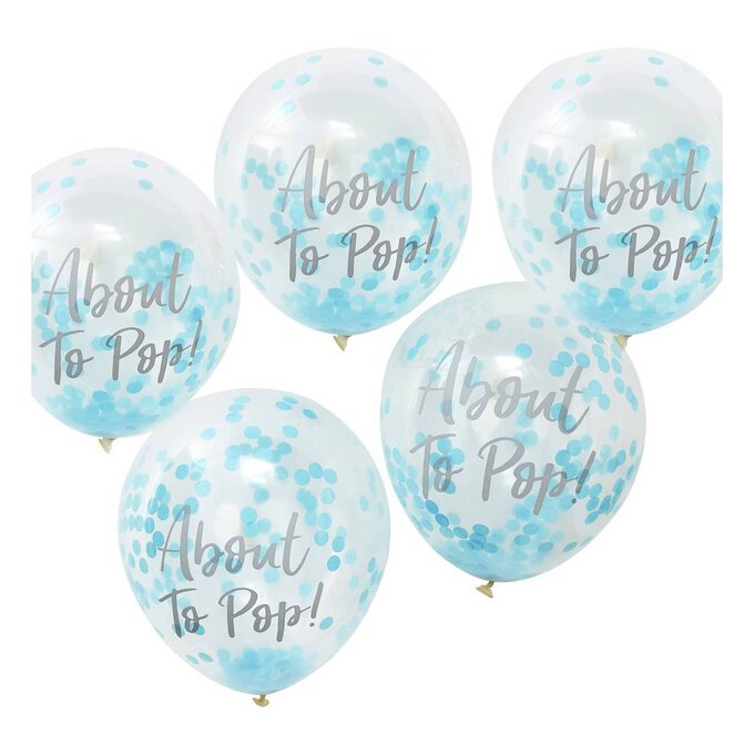 Ginger Ray Oh Baby Blue Confetti Balloons 5 Pack image number 1