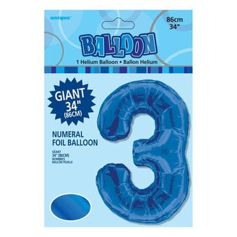 Extra Large Blue Foil 3 Balloon image number 2