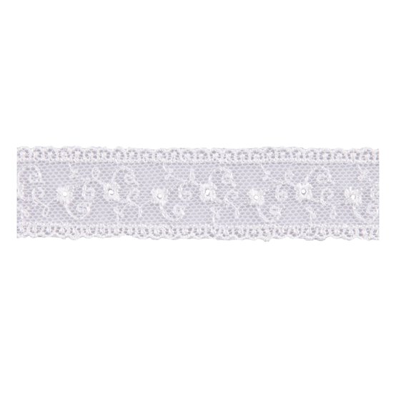 Cream Embroidered Tulle Lace Trim by the Metre image number 2