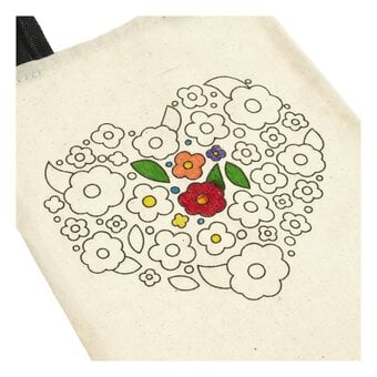 Floral Heart Colour-In Canvas Bag