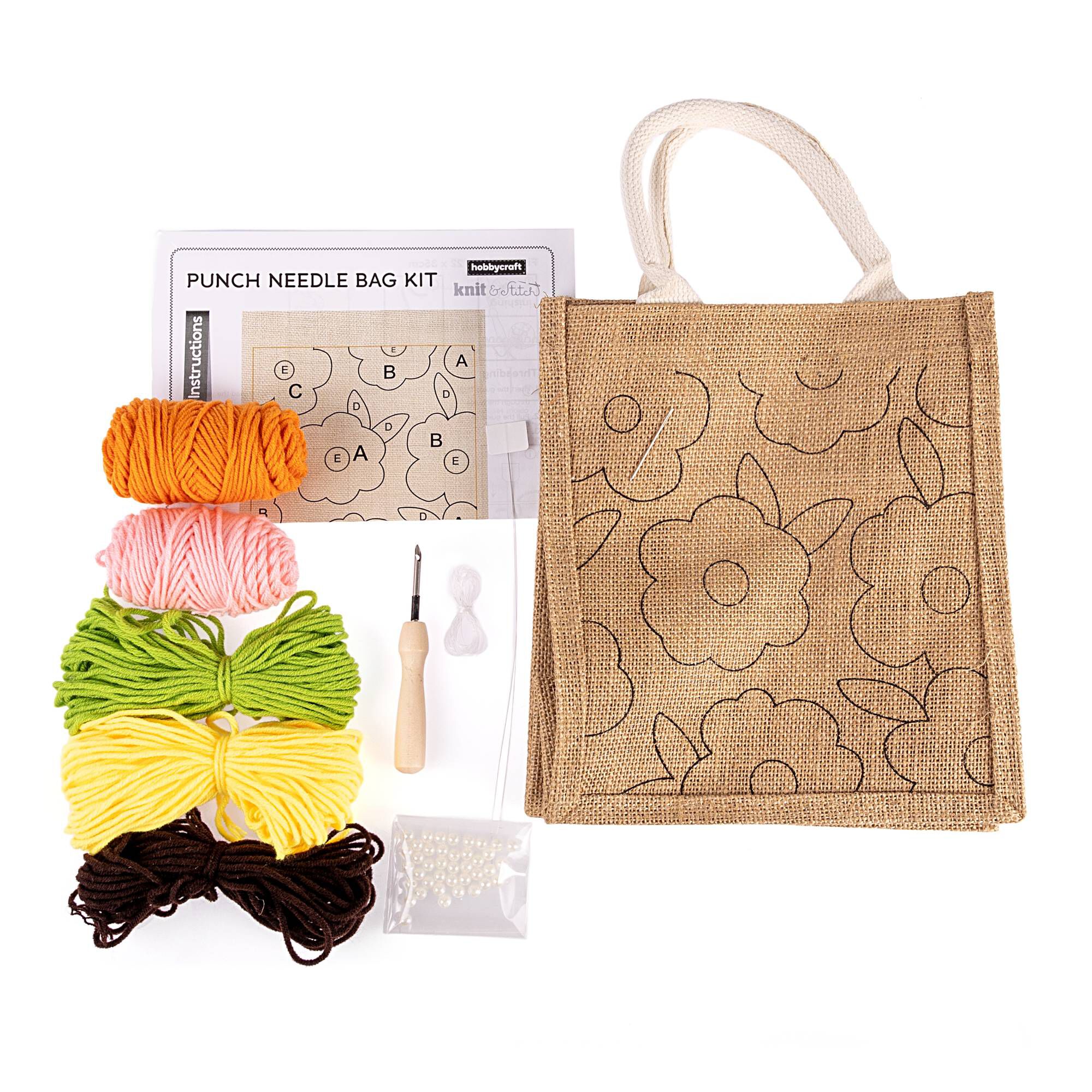 Floral Punch Needle Tote Bag Kit Hobbycraft
