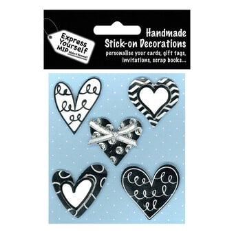 Express Yourself Silver Foil Heart Card Toppers 5 Pieces
