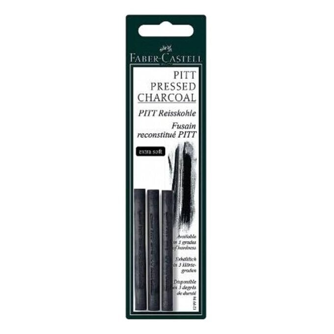 Faber Castell PITT Extra Soft Pressed Charcoal 3 Pack image number 1