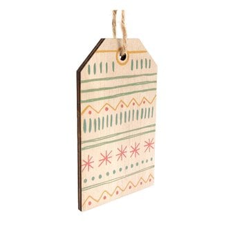 Hanging Wooden Patterned Tag 10cm