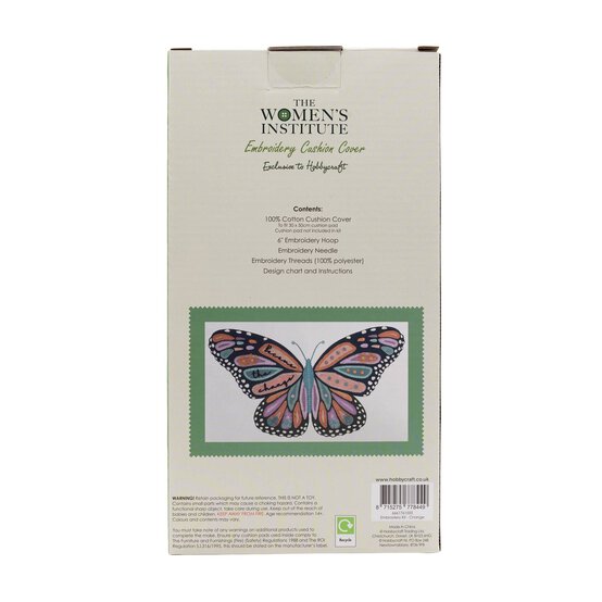 Women&rsquo;s Institute Butterfly Embroidery Cushion Cover Kit image number 3
