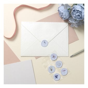 White Pressed Flower Envelope Seal Stickers 6 Pack