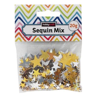 Silver and Gold Star Sequins 20g image number 2