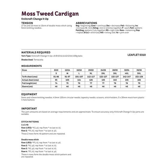 Knitcraft Moss Tweed Cardigan Digital Pattern 0310 image number 4