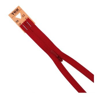 YKK Red Concealed Zip 56cm