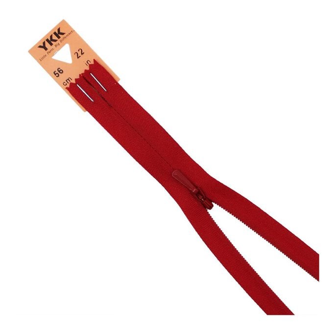YKK Red Concealed Zip 56cm image number 1