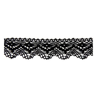 Black 25mm Scallop Cotton Lace Trim by the Metre