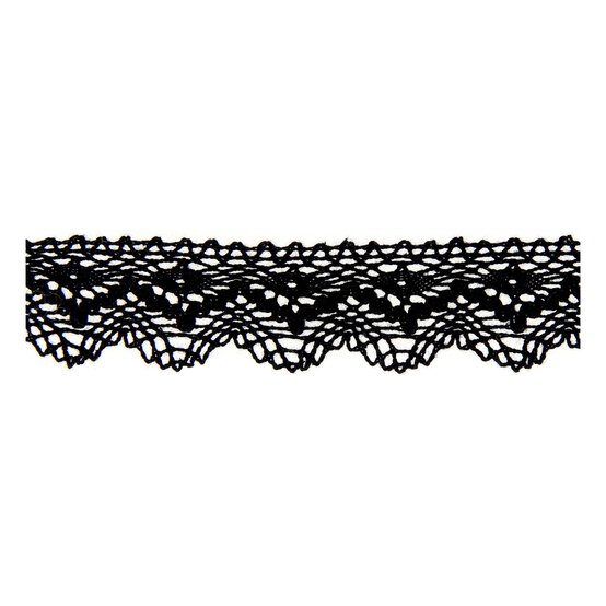 Black 25mm Scallop Cotton Lace Trim by the Metre image number 1