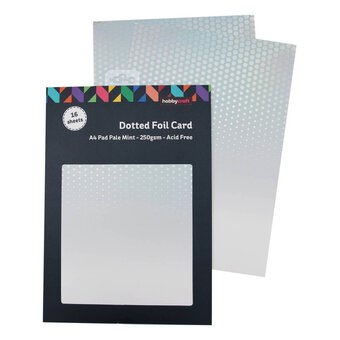 Pale Mint Dotted Foil Card A4 16 Sheets