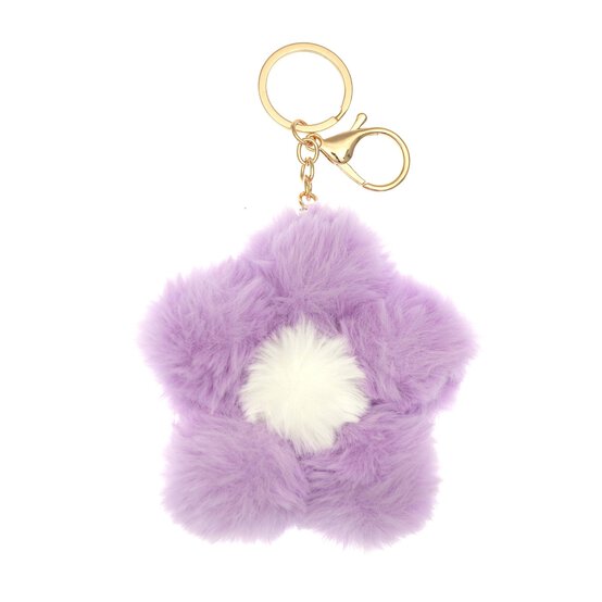 Purple Pom Pom Flower Keyring image number 1