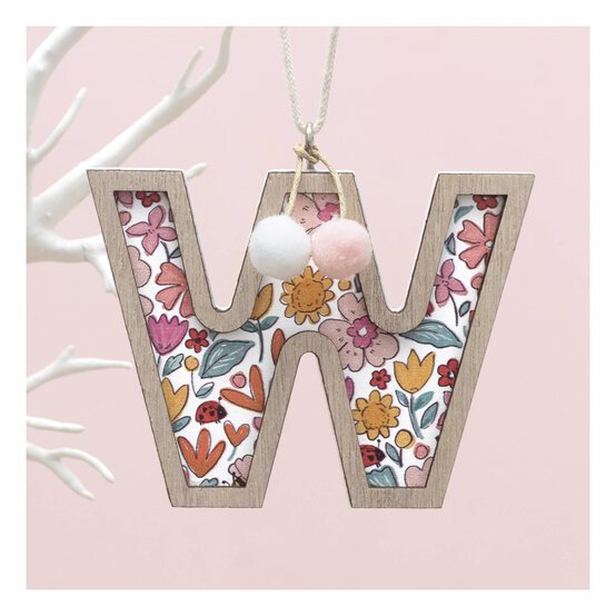 Hanging Wooden Letter W 7.5cm  image number 1