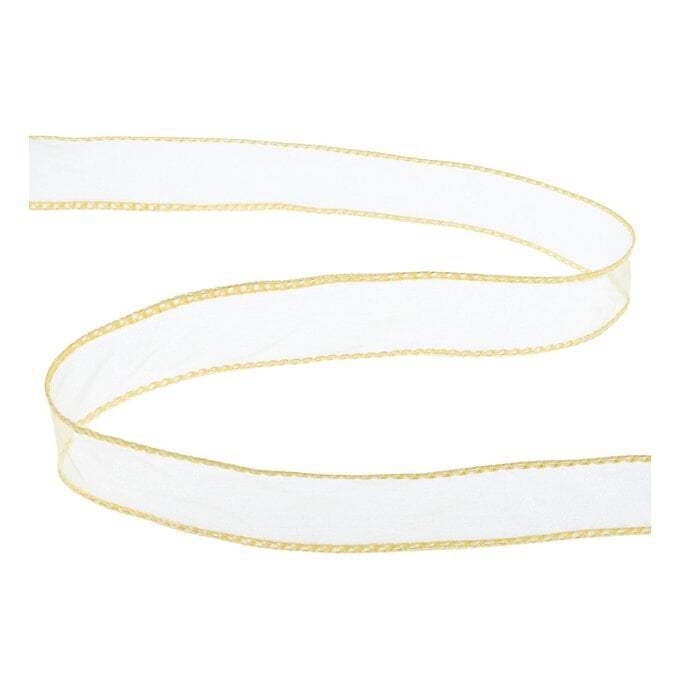 Light Gold Wire Edge Organza Ribbon 25mm x 3m image number 1