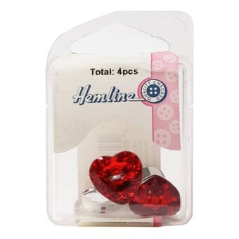 Hemline Red Novelty Crystal Button 4 Pack image number 2