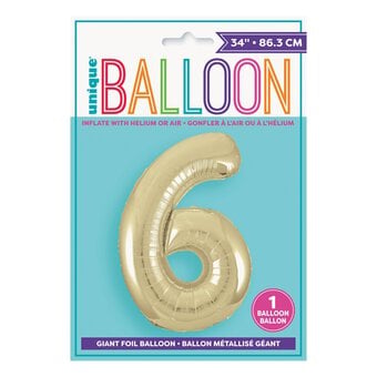 Giant Gold Foil Balloon Number 6