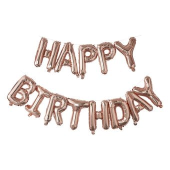 Ginger Ray Rose Gold Happy Birthday Balloon Bunting 1.5m