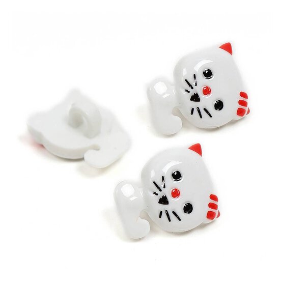 Hemline White Novelty Cat Button 3 Pack image number 1