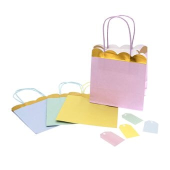 Mini Pastel Gift Bag with Gold Scalloped Edge 4 Pack