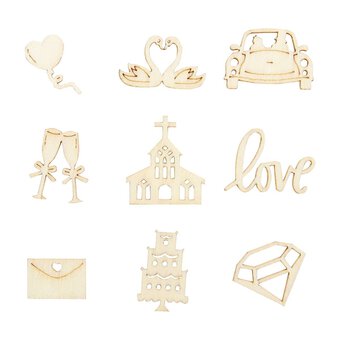 Papermania Mixed Wooden Wedding Shapes 45 Pack
