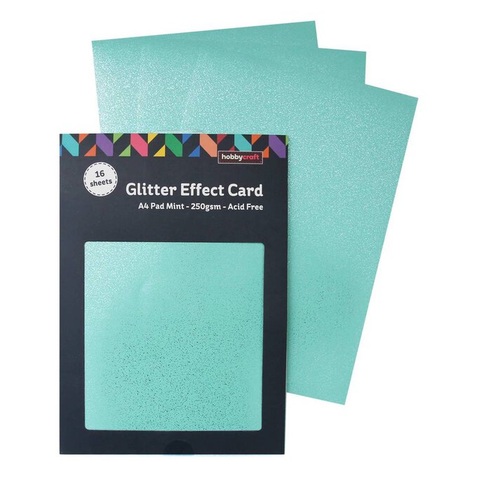 Mint Glitter Effect Card A4 16 Sheets image number 1