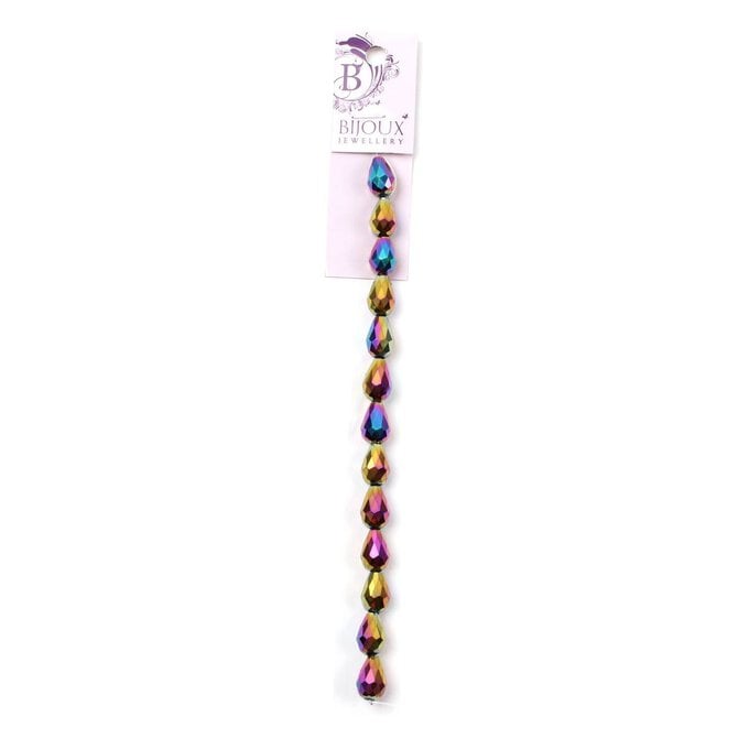 Teal Purple Crystal Drop Bead String 13 Pieces image number 1
