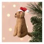 Hanging Felted Dog in Santa Hat Decoration 8.5cm image number 1