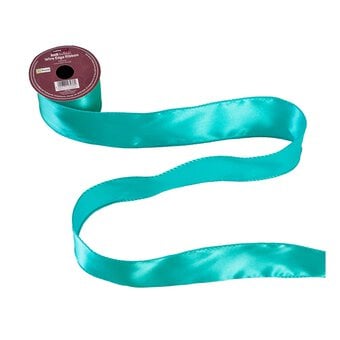Turquoise Wire Edge Satin Ribbon 63mm x 3m
