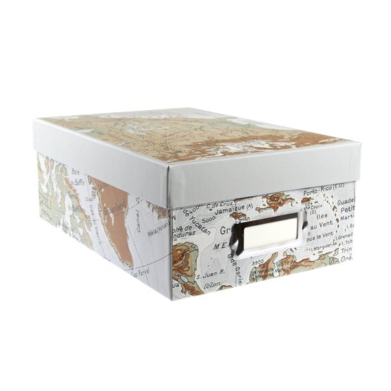 Blue Map Storage Box 11cm x 20cm x 29cm image number 1