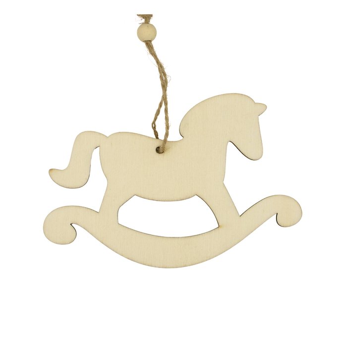 Hanging Wooden Rocking Horse Decoration 10.5cm Hobbycraft