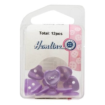 Hemline Lilac Basic Hearts Button 17 Pack