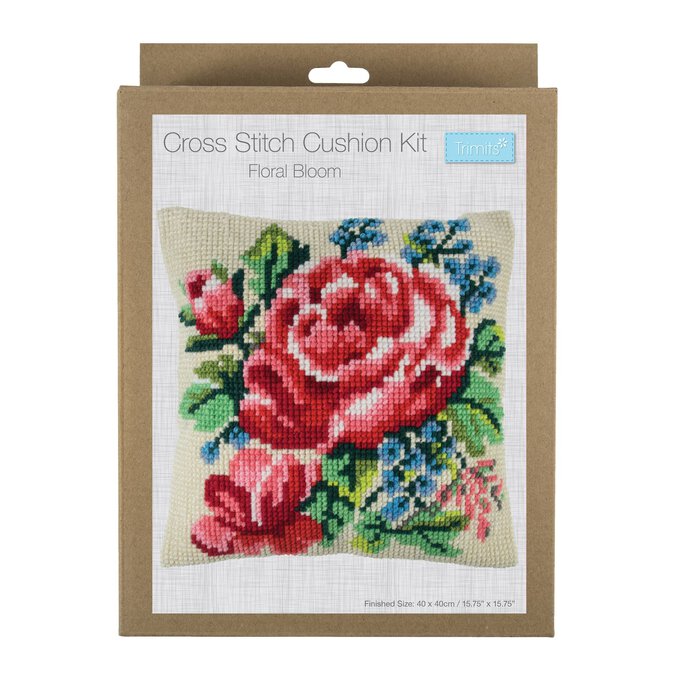 Trimits Bloom Cross Stitch Cushion Kit 40cm x 40cm Hobbycraft