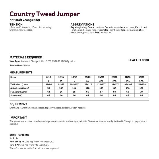 Knitcraft Country Tweed Jumper Digital Pattern 0308 image number 3