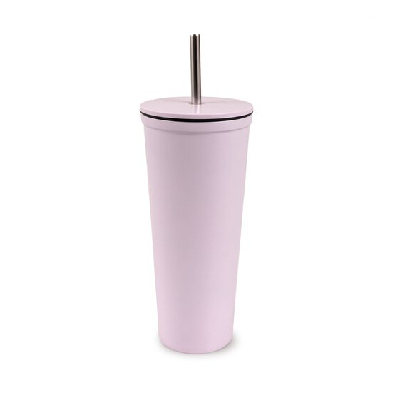 Rose Metal Cup with Straw image number 1