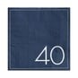 Ginger Ray Navy 40th Birthday Napkins 16 Pack image number 1