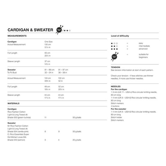 Rico Cotton Light & Long Tweed Sweater Digital Pattern 1018 image number 2