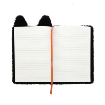 Fluffy Black Cat Halloween Notebook A5