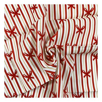 Red Bows Cotton Fabric by the Metre