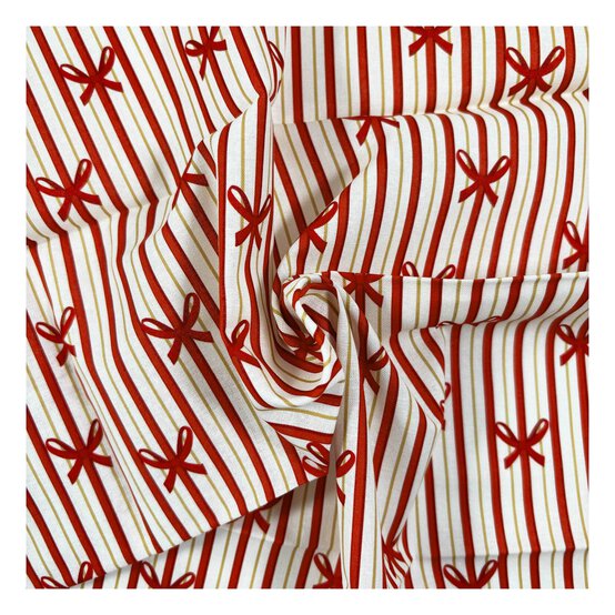 Red Bows Cotton Fabric by the Metre image number 1