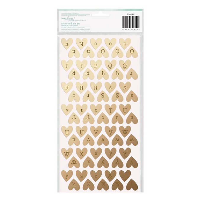 Dear Lizzy Fine and Dandy Sparkling Gold Foil Alpha Heart Thickers