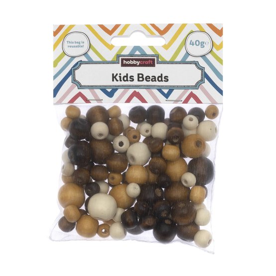 Mixed Round Wooden Beads 40g image number 3