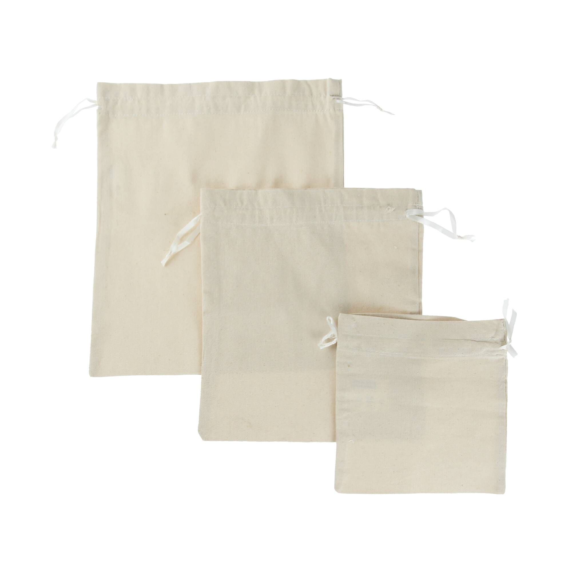 Natural Cotton Drawstring Bags 3 Pack Hobbycraft