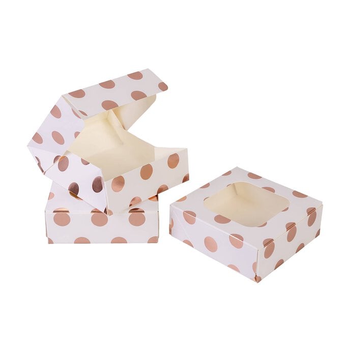 Rose Gold Polka Dot Small Treat Boxes 3 Pack image number 1