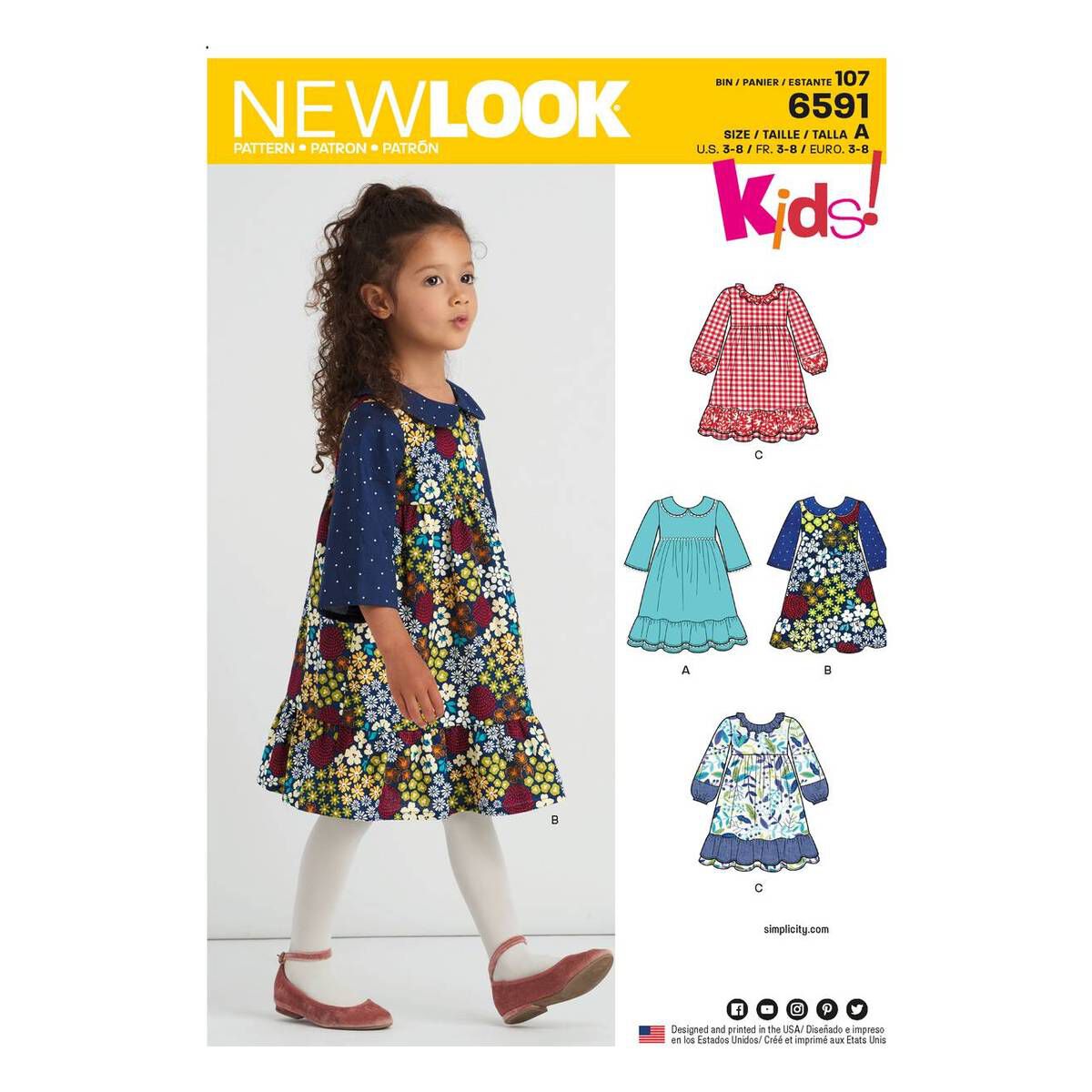 New Look Girls' Dress Sewing Pattern 6591 Hobbycraft